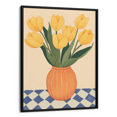 Yellow Tulips in Orange Vase