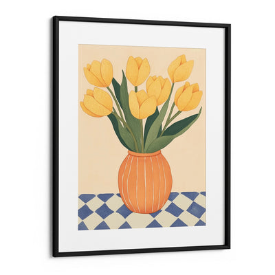 Yellow Tulips in Orange Vase