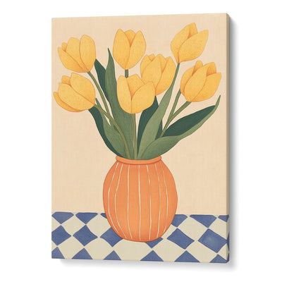 Yellow Tulips in Orange Vase