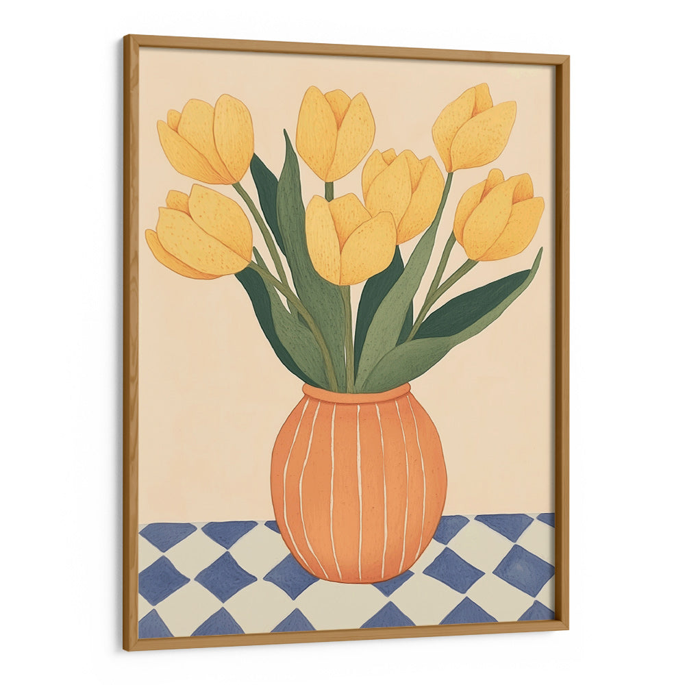 Yellow Tulips in Orange Vase