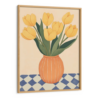 Yellow Tulips in Orange Vase