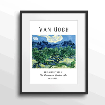 Vincent Van Gogh - The Olive Trees (1889) Nook At You Matte Paper Black Frame With Mount